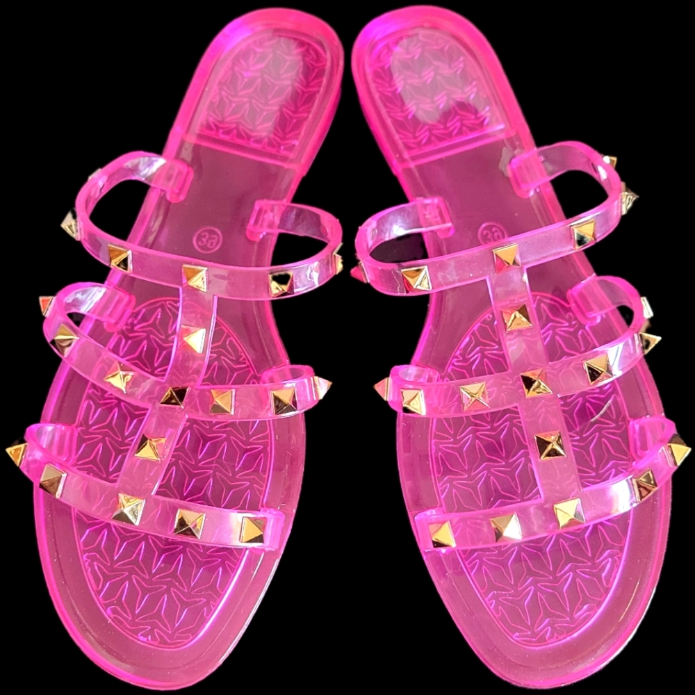 NWOB Pink Studded Jelly Sandals